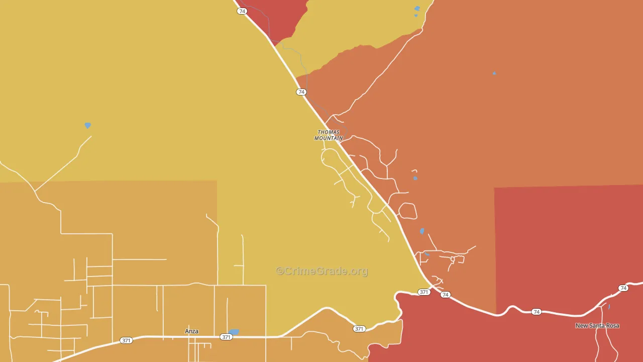 Thomas Mountain, CA Map of Burglary Rates