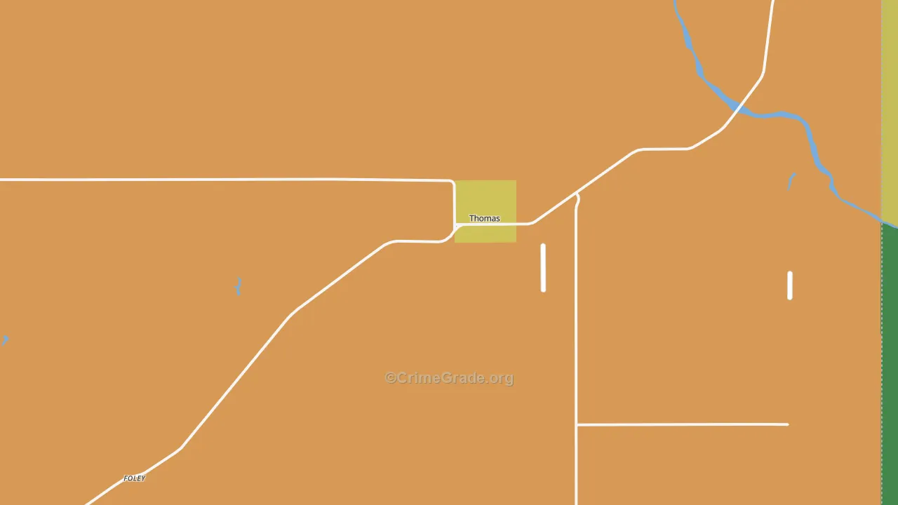 Thomas, OK Map of Burglary Rates