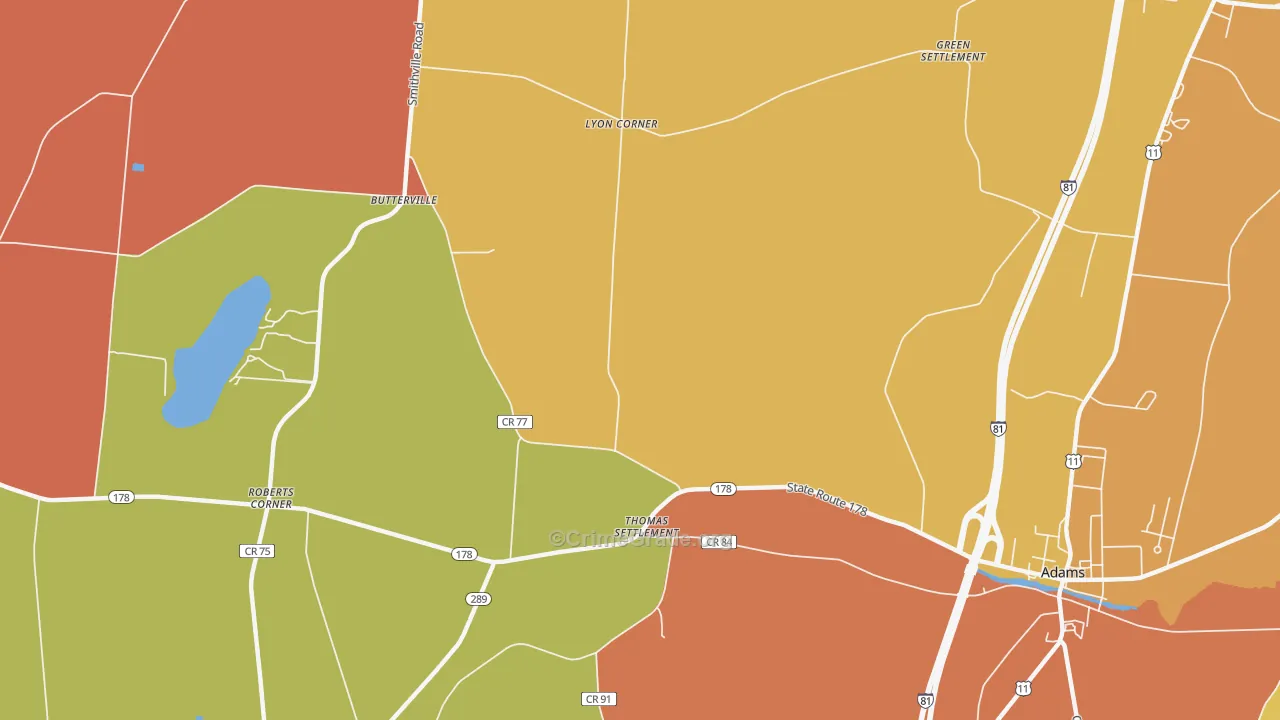 Thomas Settlement, NY Map of Burglary Rates