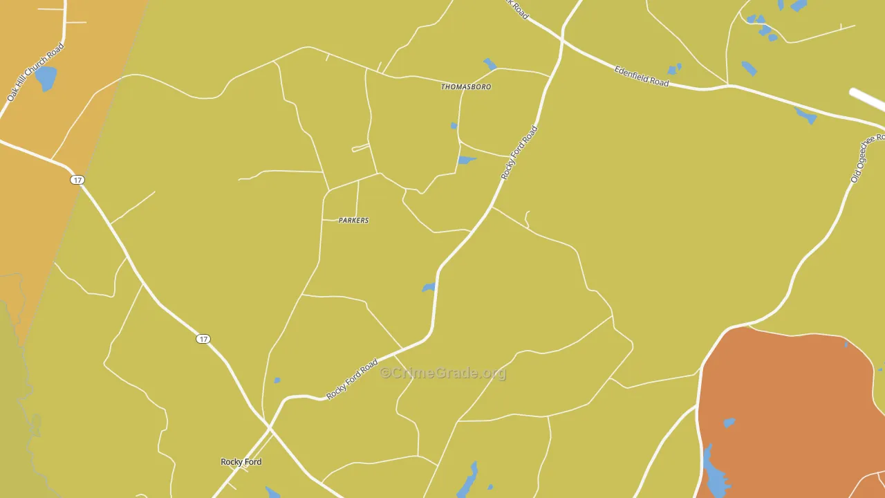 Thomasboro, GA Map of Burglary Rates