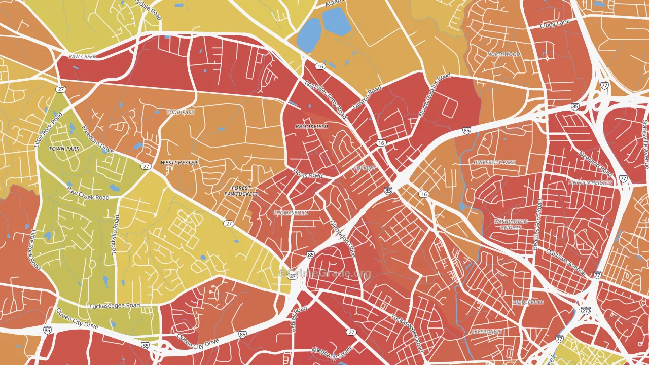 Thomasboro-Hoskins, Charlotte, NC Map of Burglary Rates