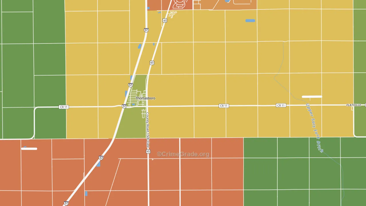 Thomasboro, IL Map of Burglary Rates