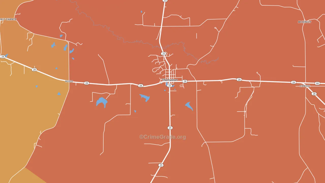 Thomaston, AL Map of Burglary Rates