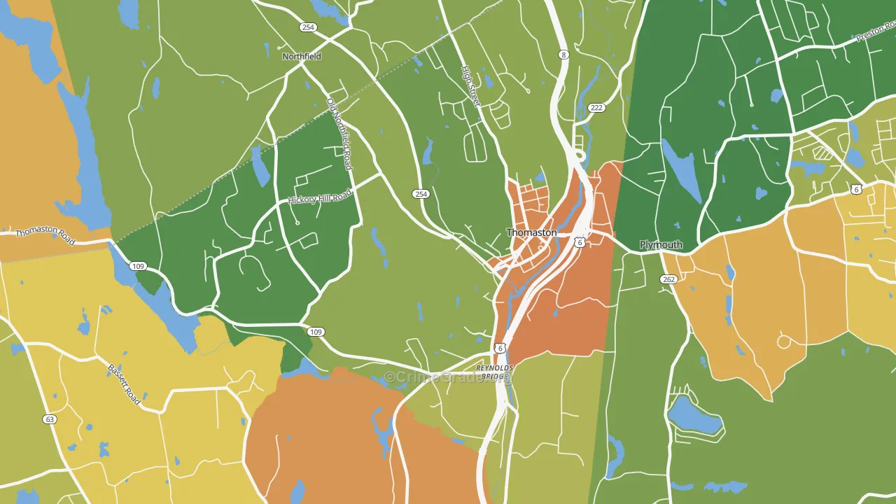 Thomaston, CT Map of Burglary Rates