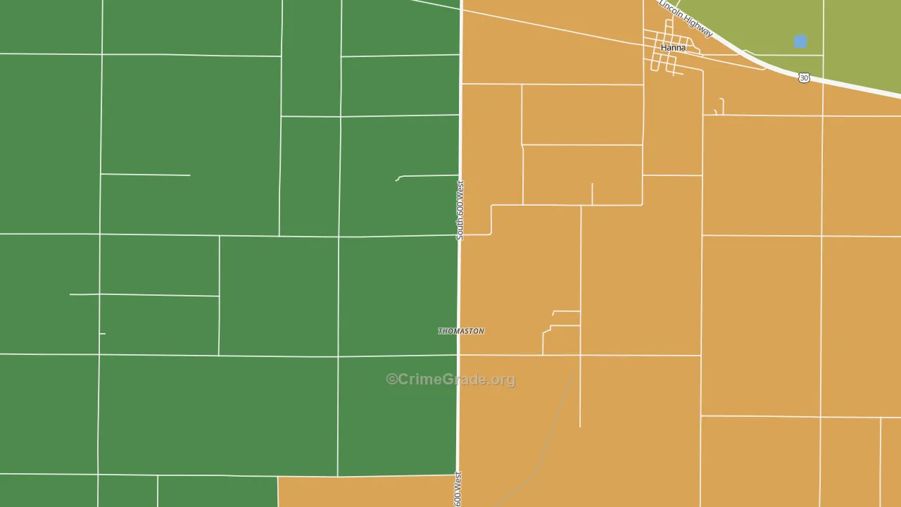 Thomaston, IN Map of Burglary Rates