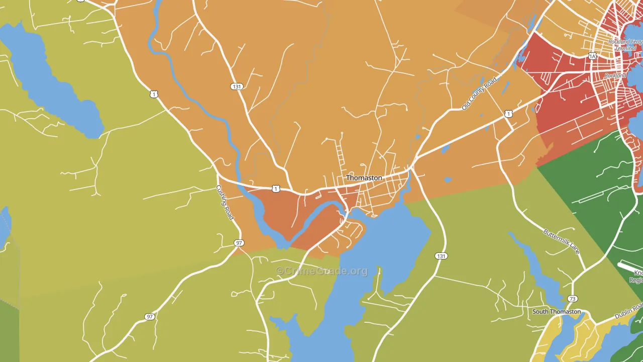 Thomaston, ME Map of Burglary Rates