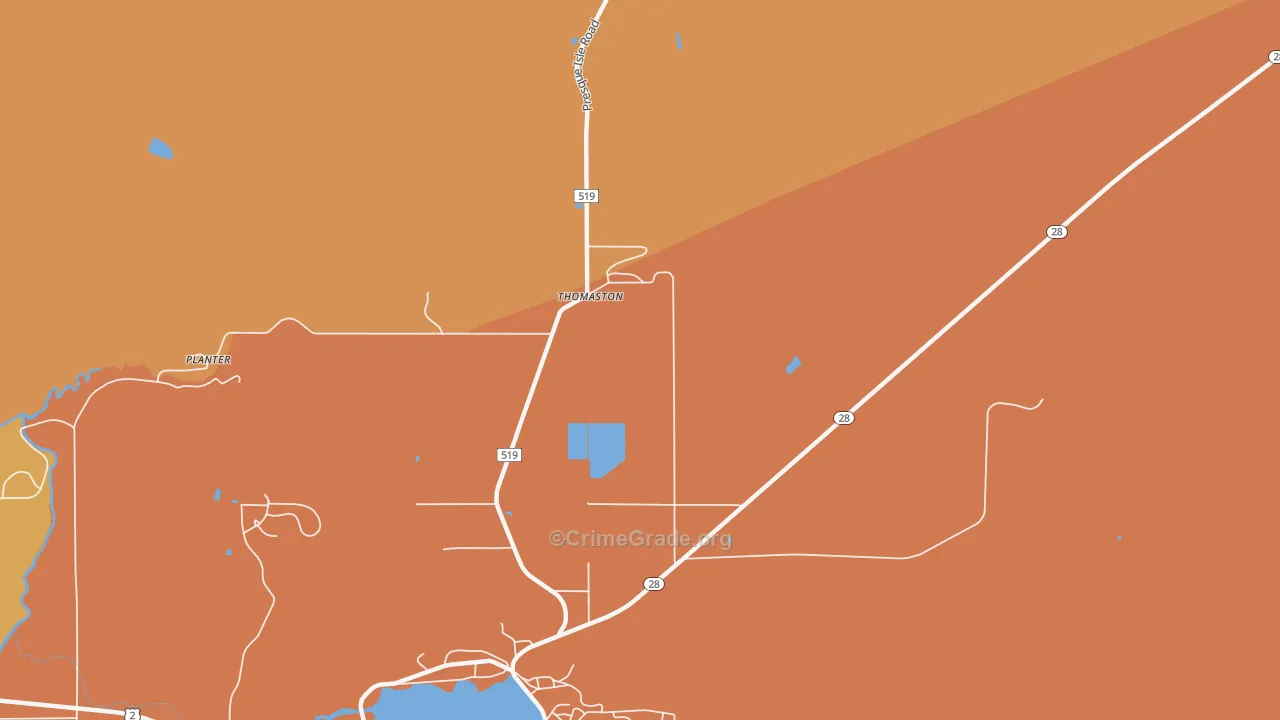 Thomaston, MI Map of Burglary Rates
