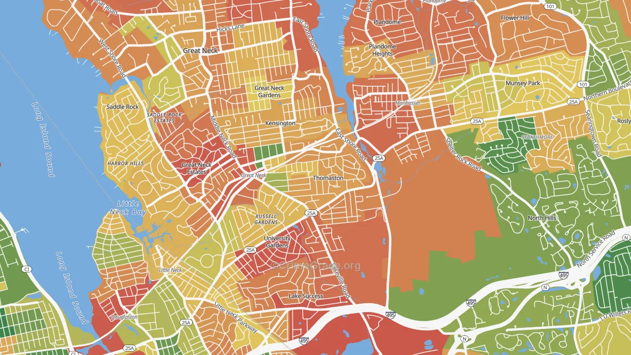 Thomaston, NY Map of Burglary Rates