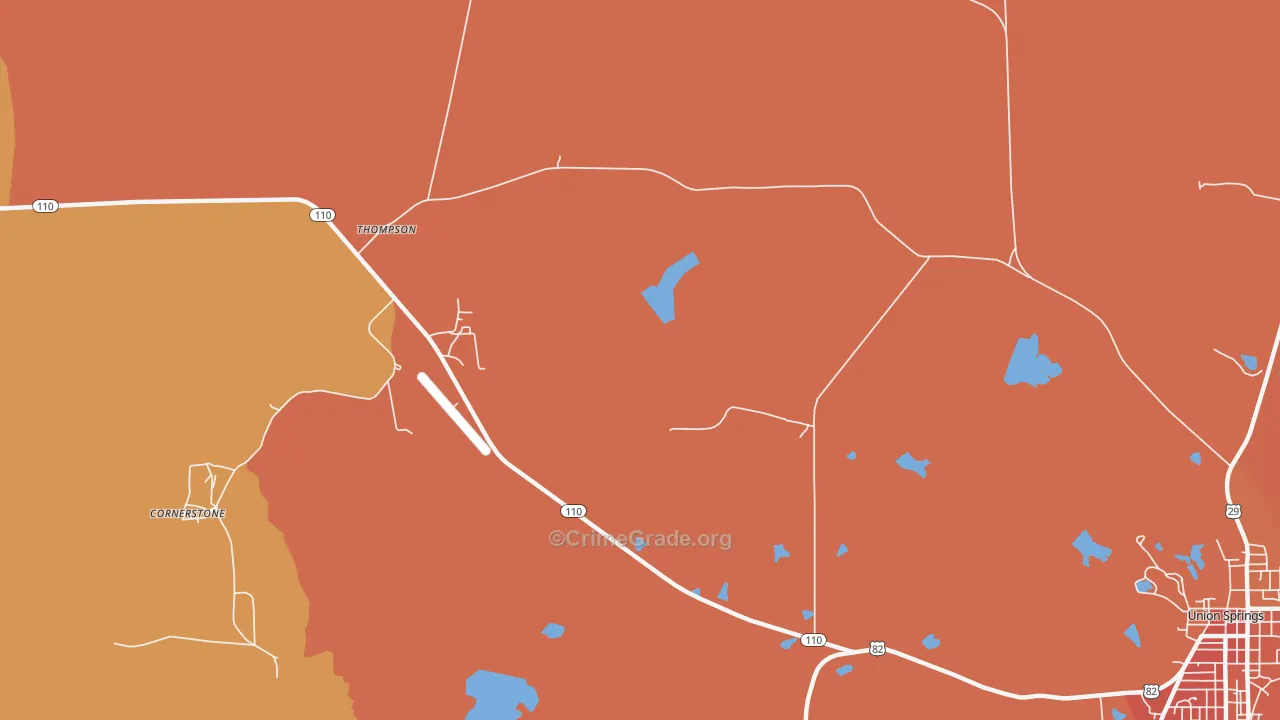 Thompson, AL Map of Burglary Rates