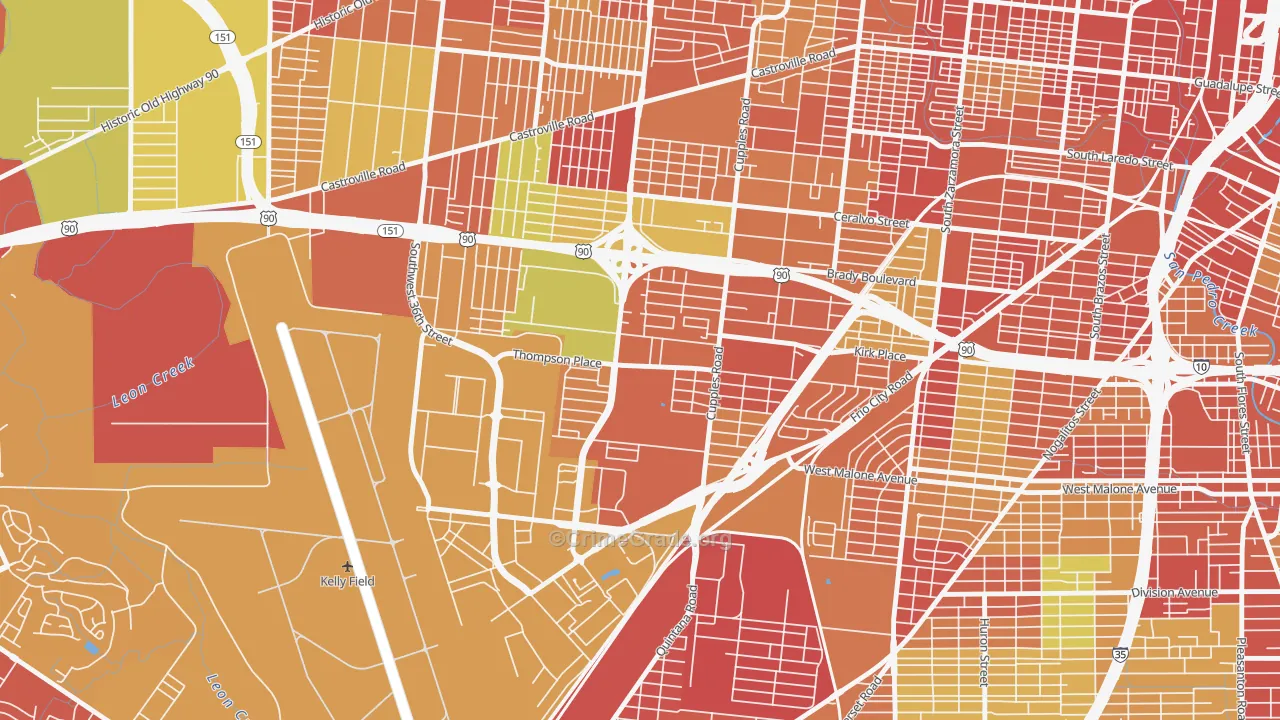 Thompson Community, San Antonio, TX Map of Burglary Rates