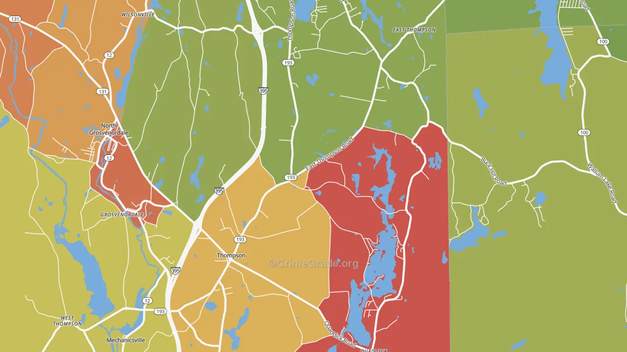 Thompson, CT Map of Burglary Rates