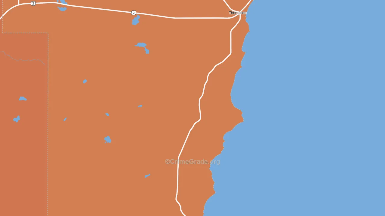 Thompson, MI Map of Burglary Rates