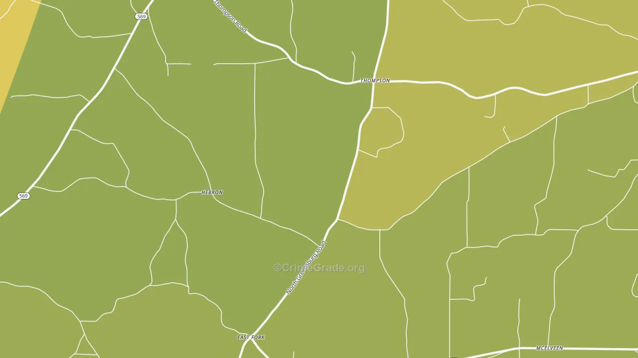 Thompson, MS Map of Burglary Rates