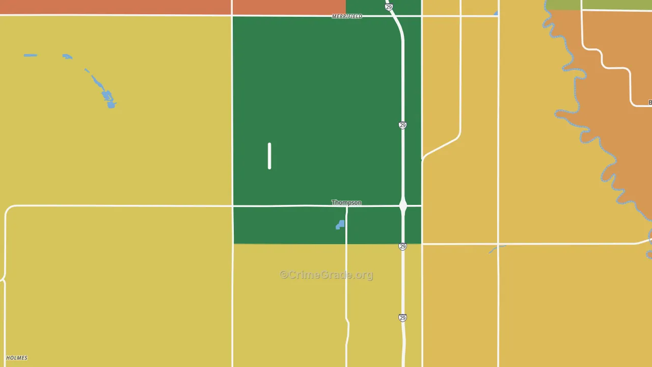 Thompson, ND Map of Burglary Rates