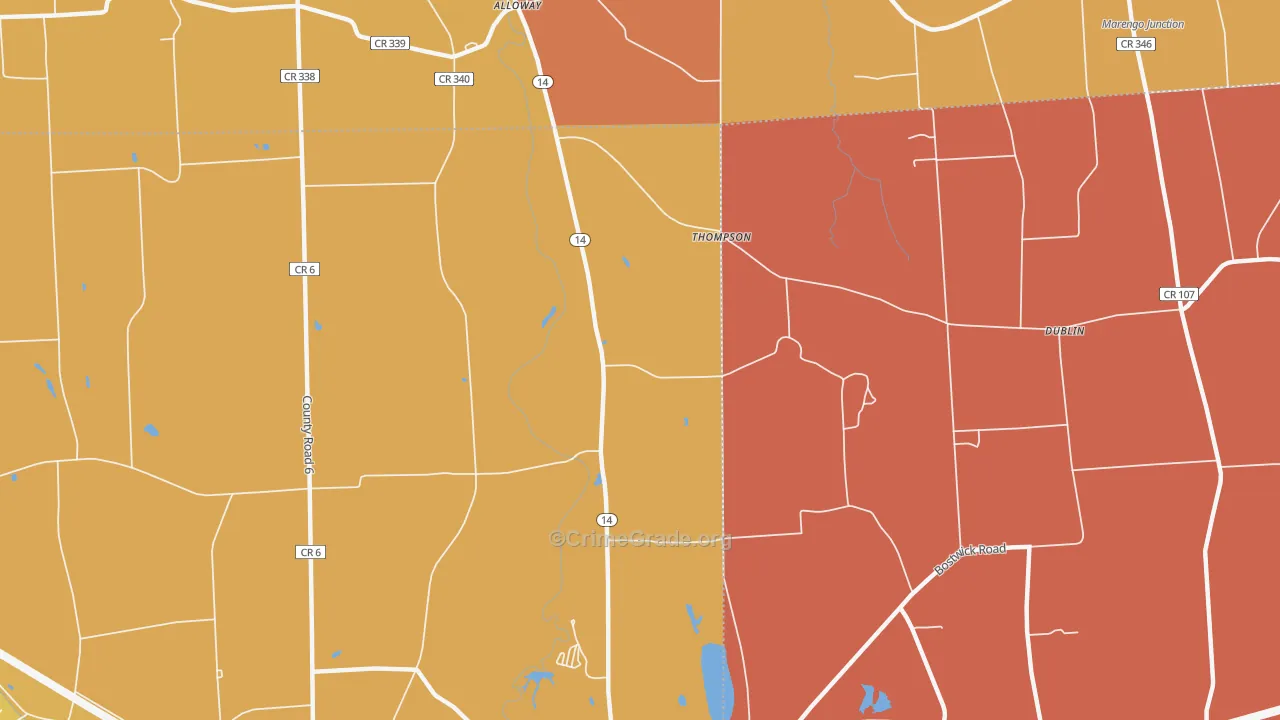Thompson, NY Map of Burglary Rates