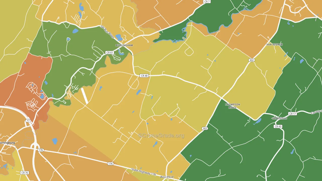 Thompson Ridge, NY Map of Burglary Rates