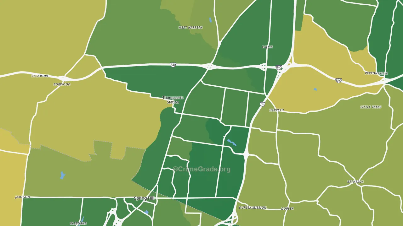 Thompsons Station, TN Map of Burglary Rates