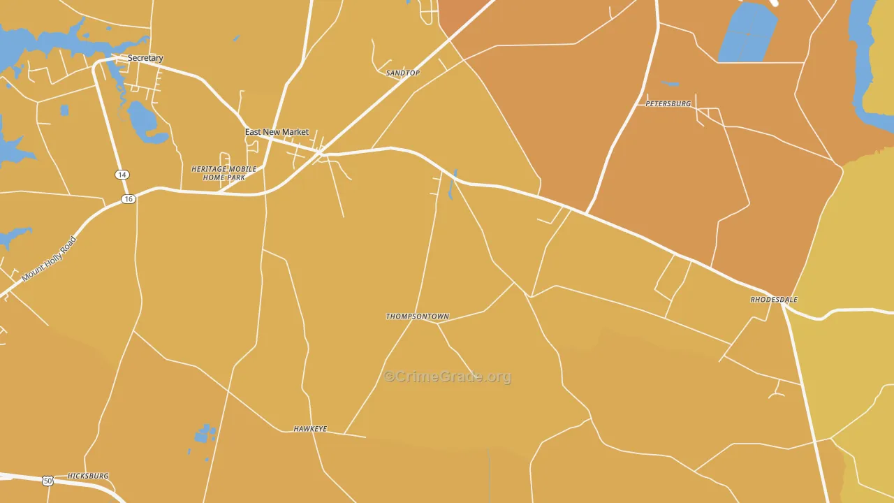 Thompsontown, MD Map of Burglary Rates