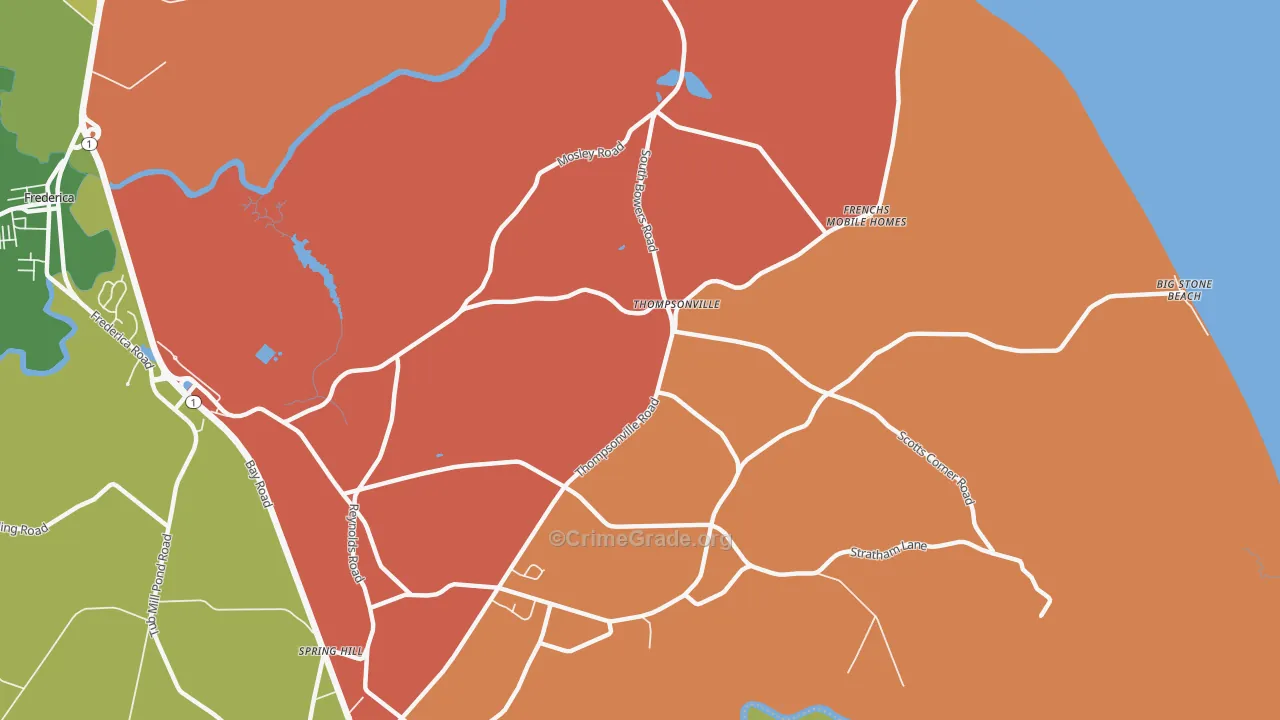 Thompsonville, DE Map of Burglary Rates