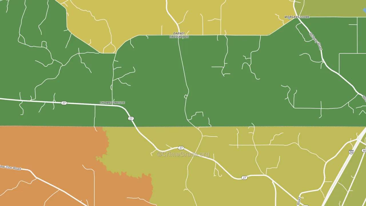 Thompsonville, MS Map of Burglary Rates