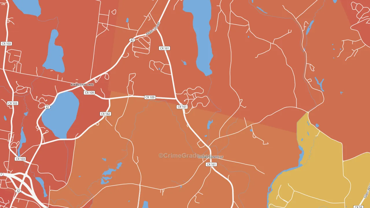 Thompsonville, NY Map of Burglary Rates