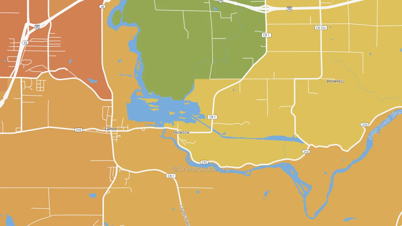 Thomson, MN Map of Burglary Rates