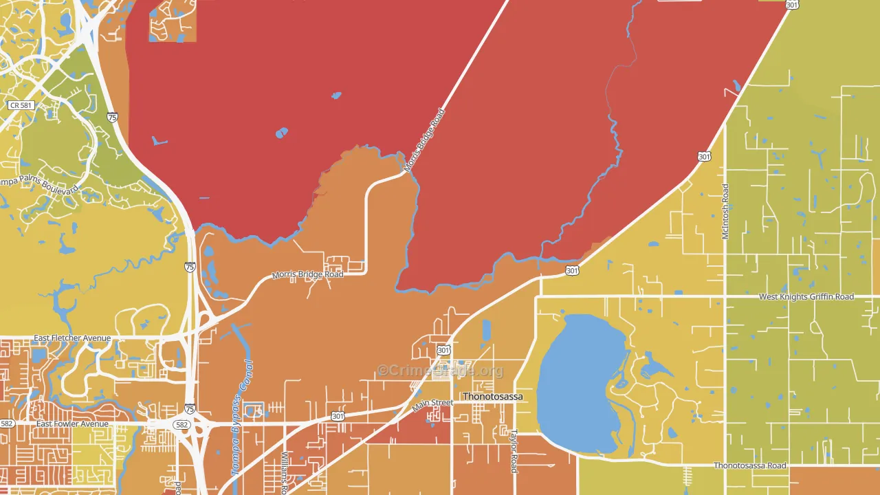 Thonotosassa, FL Map of Burglary Rates