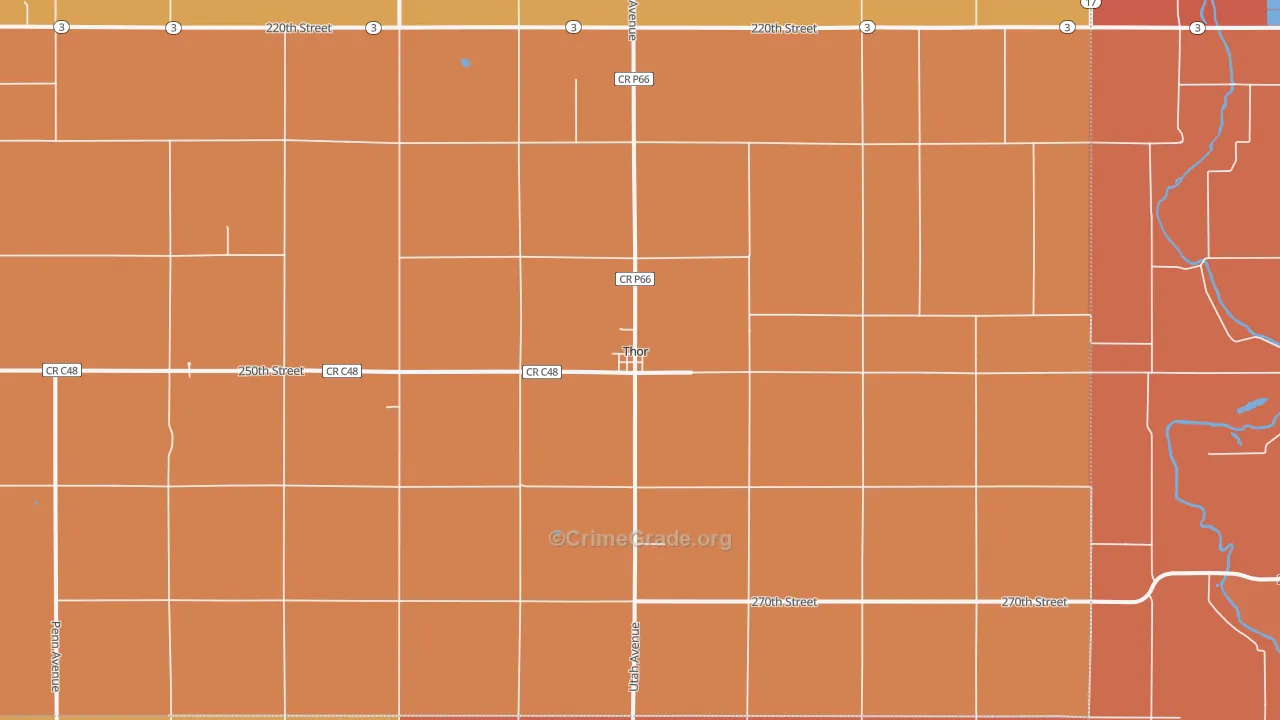 Thor, IA Map of Burglary Rates