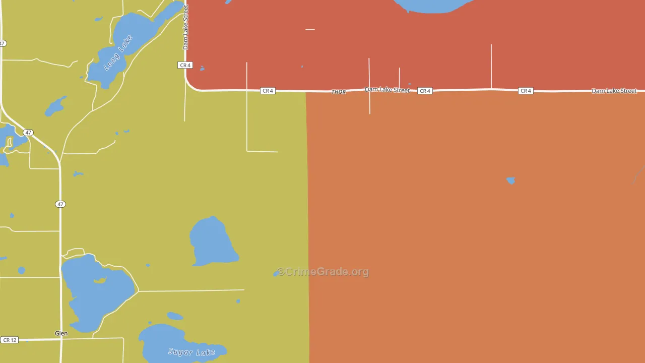 Thor, MN Map of Burglary Rates