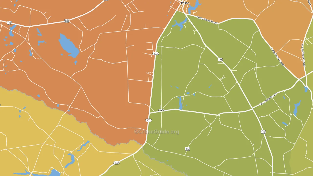 Thor, SC Map of Burglary Rates