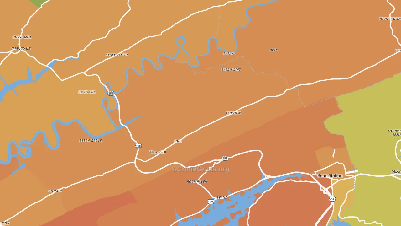 Thorn Hill, TN Map of Burglary Rates