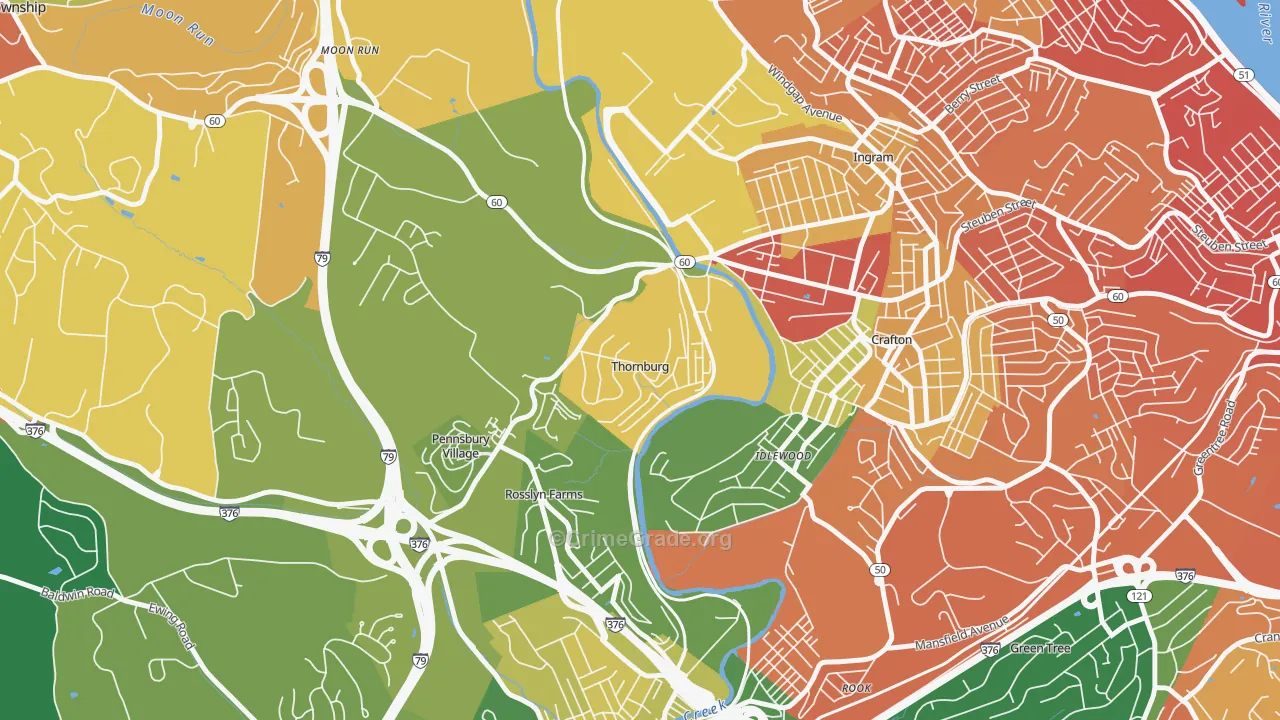 Thornburg, PA Map of Burglary Rates
