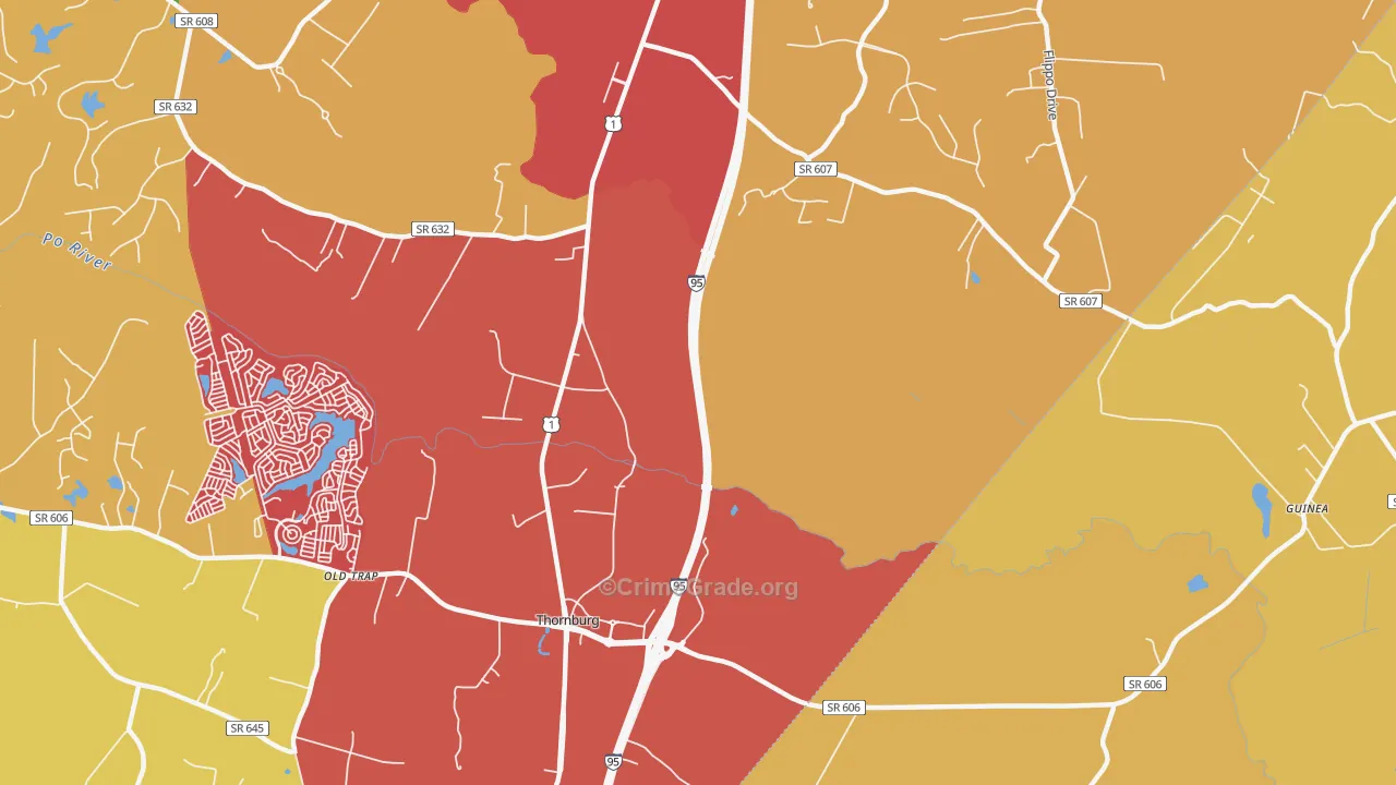 Thornburg, VA Map of Burglary Rates