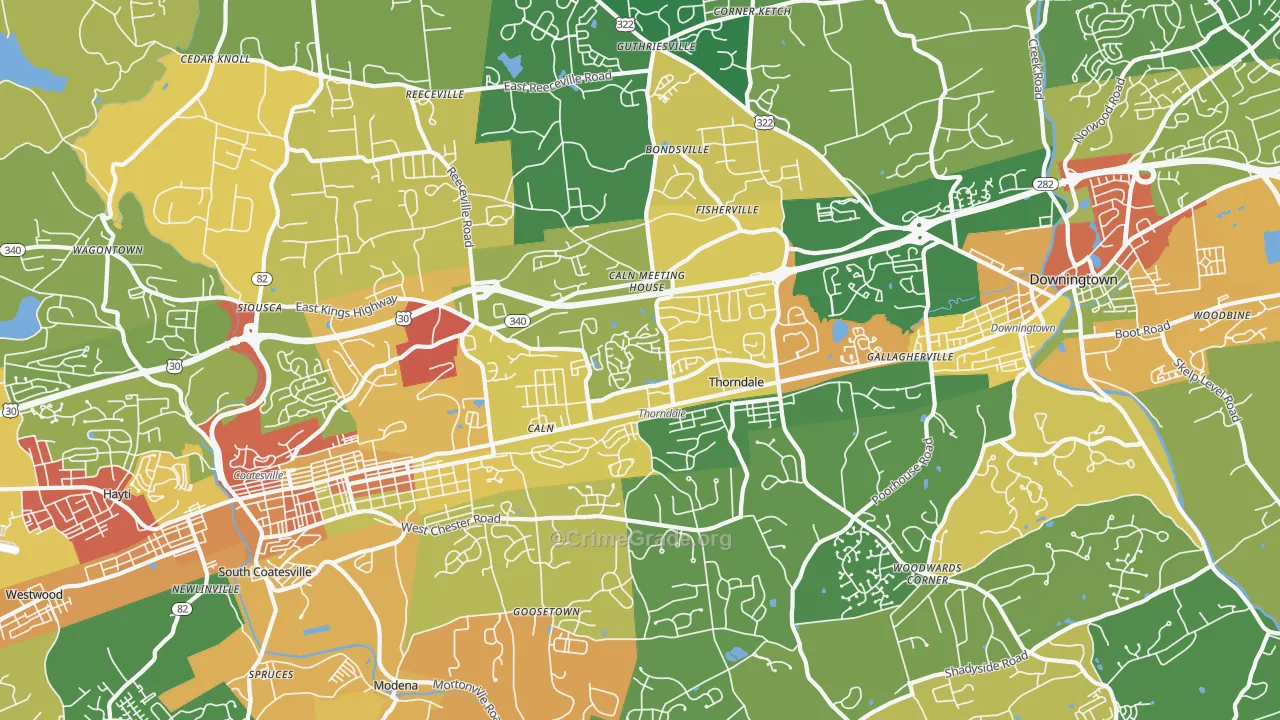 Thorndale, PA Map of Burglary Rates