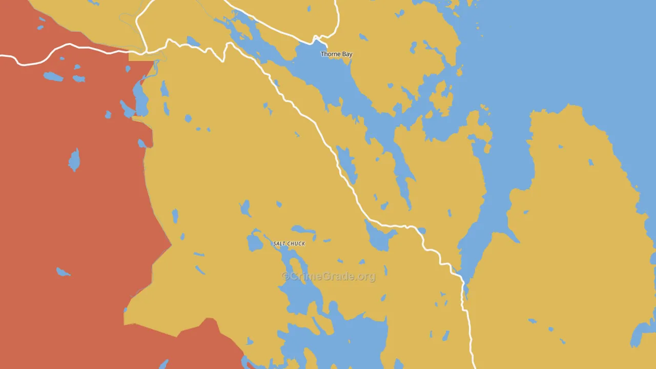 Thorne Bay, AK Map of Burglary Rates