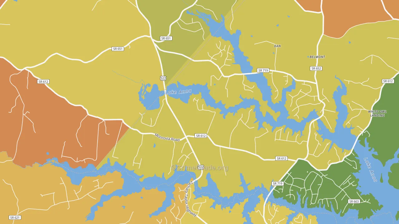 Thornhill, VA Map of Burglary Rates