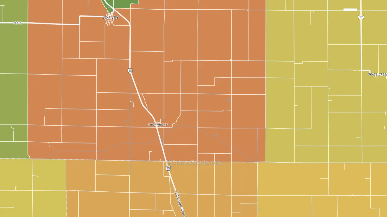 Thornhope, IN Map of Burglary Rates