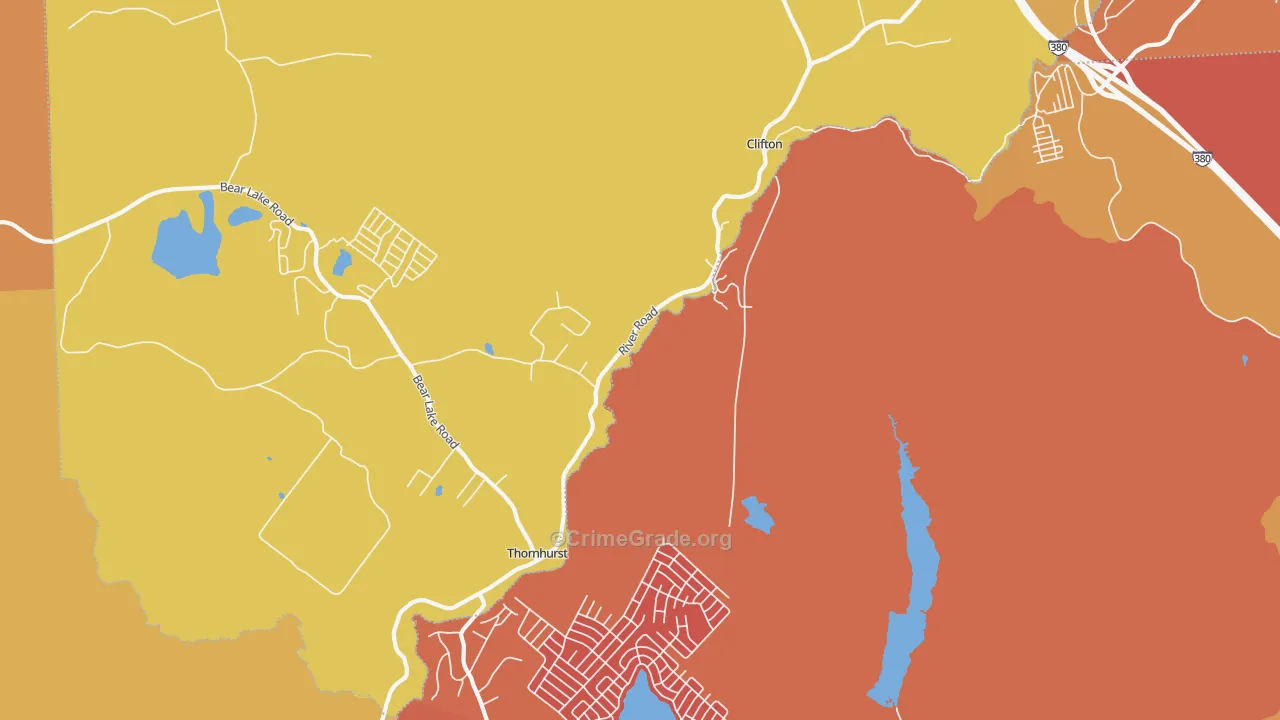 Thornhurst, PA Map of Burglary Rates