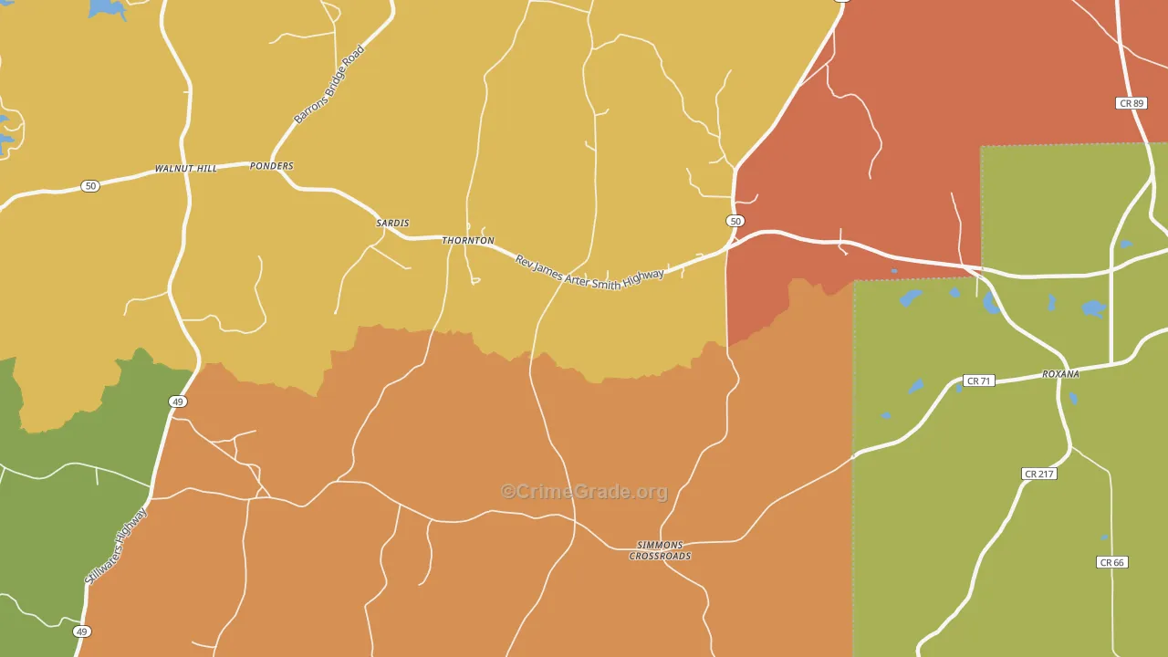 Thornton, AL Map of Burglary Rates