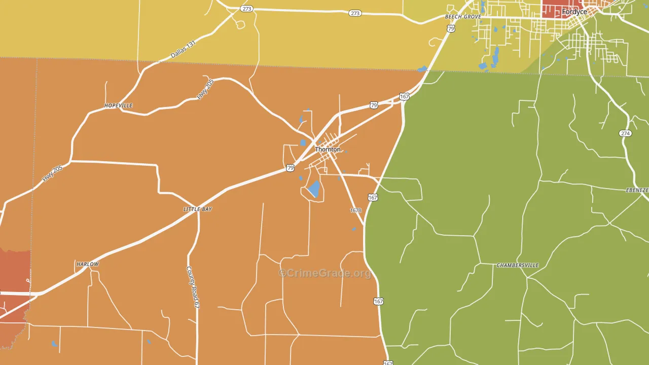 Thornton, AR Map of Burglary Rates
