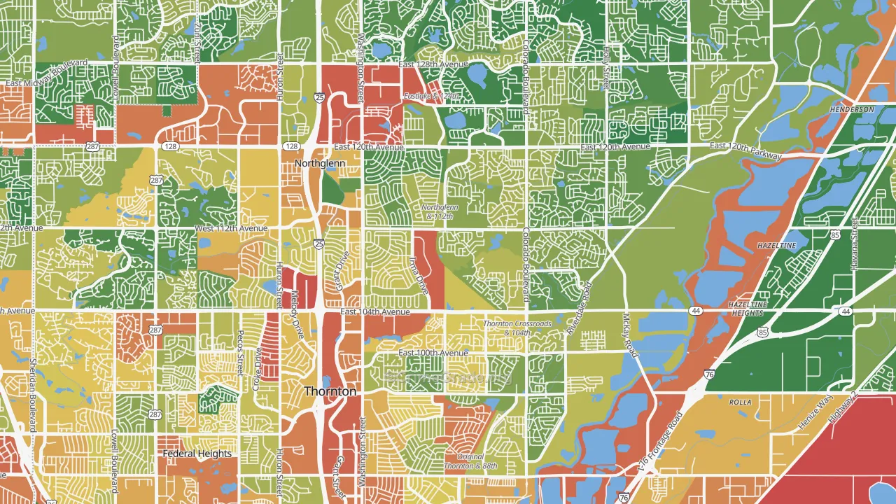 Thornton, CO Map of Burglary Rates