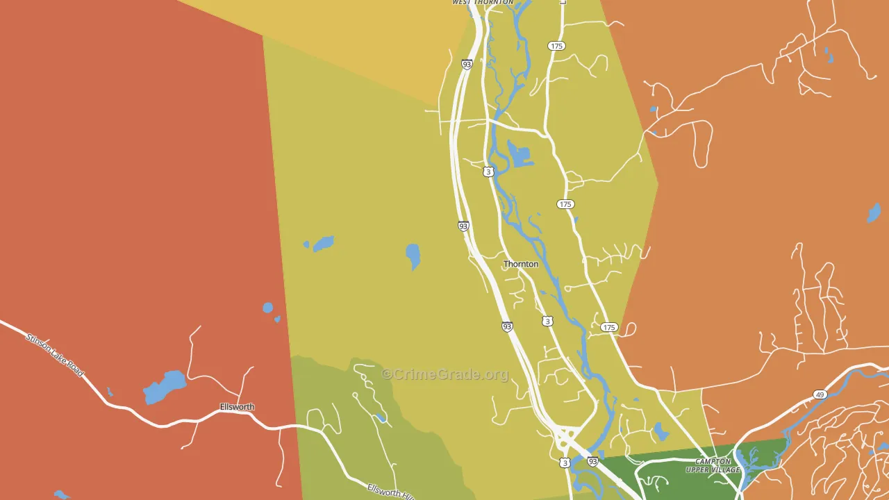 Thornton, NH Map of Burglary Rates