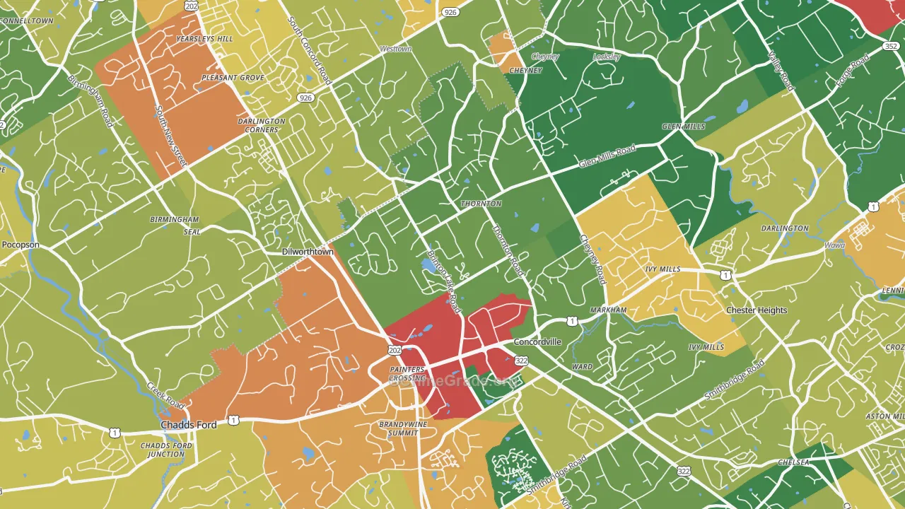 Thornton, PA Map of Burglary Rates