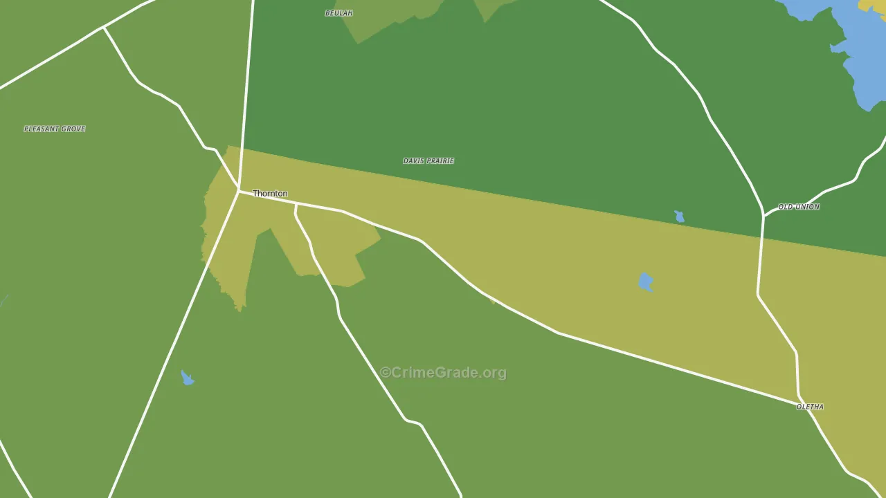 Thornton, TX Map of Burglary Rates