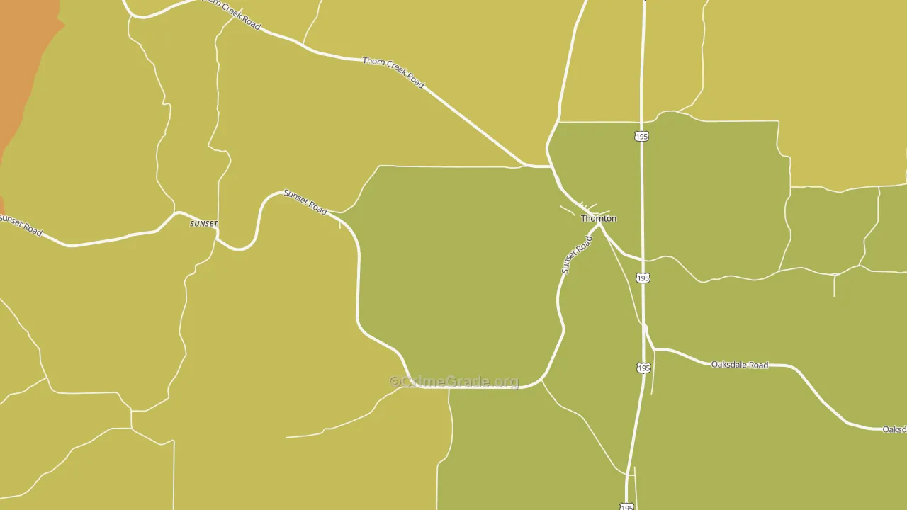 Thornton, WA Map of Burglary Rates