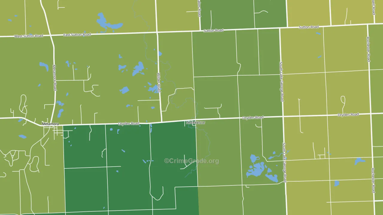 Thornville, MI Map of Burglary Rates