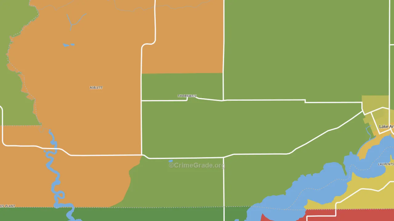 Thornwell, LA Map of Burglary Rates
