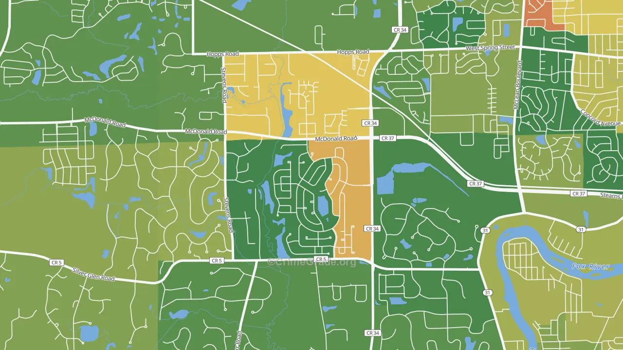 Thornwood, South Elgin, IL Map of Burglary Rates
