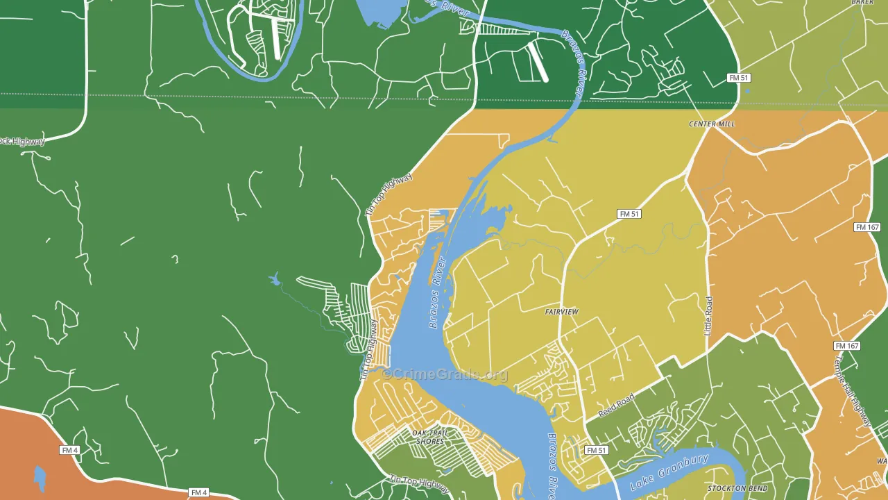 Thorp Spring, TX Map of Burglary Rates
