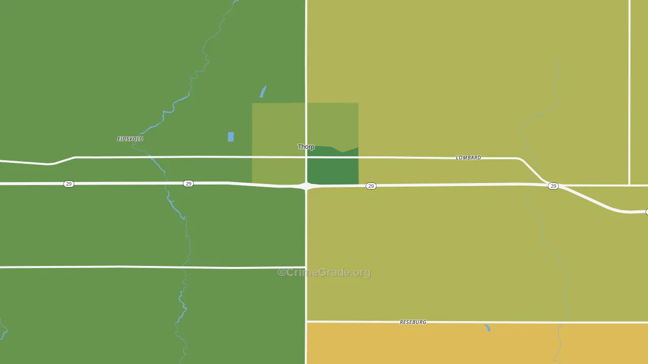 Thorp, WI Map of Burglary Rates